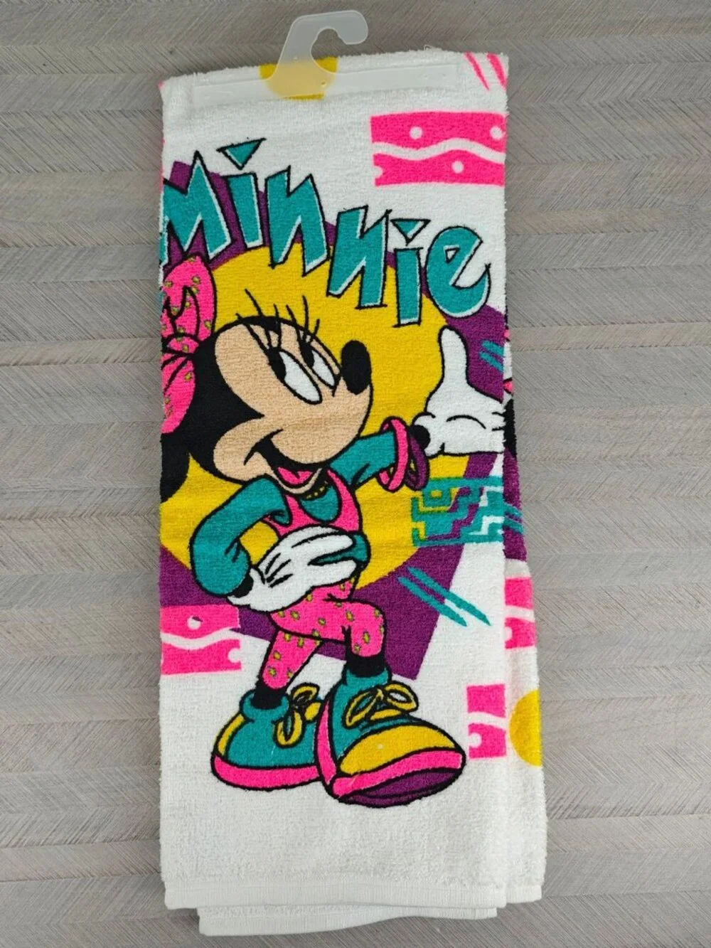 NEW Vintage Disney Marching Minnie 2pc Towels Cannon Cotton 1990s Retro Pattern